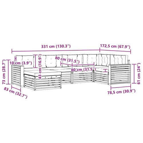Комплект дивани за открито 6 pcs Натурален и Бежов