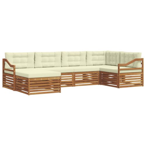 Комплект дивани за открито 6 pcs Натурален и Крема