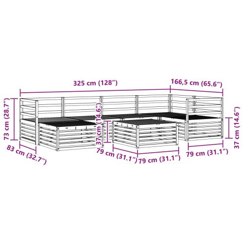 Комплект дивани за открито 7 pcs Естествен