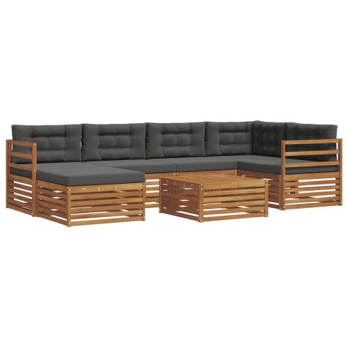 Комплект дивани за открито 7 pcs Натурален и Антрацит
