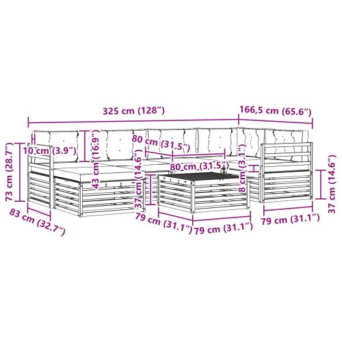 Комплект дивани за открито 7 pcs Натурален и Бежов