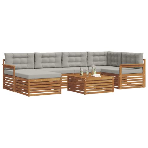 Комплект дивани за открито 7 pcs Естествено и светло сиво