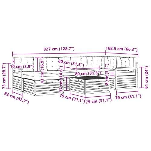 Комплект дивани за открито 7 pcs Естествено и светло сиво