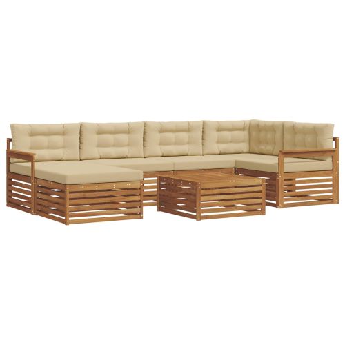 Комплект дивани за открито 7 pcs Натурален и Бежов