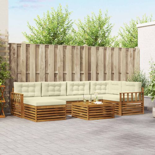 Комплект дивани за открито 7 pcs Натурален и Крема