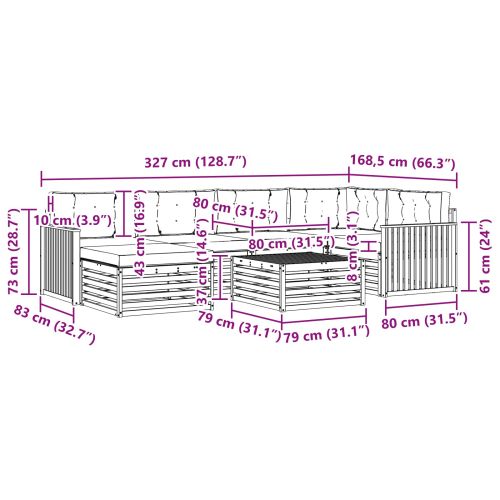 Комплект дивани за открито 7 pcs Натурален и Крема