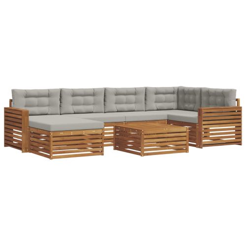 Комплект дивани за открито 7 pcs Естествено и светло сиво