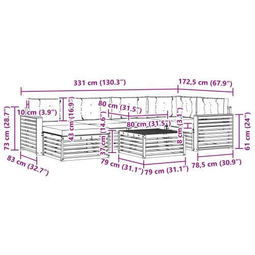 Комплект дивани за открито 7 pcs Натурален и Бежов