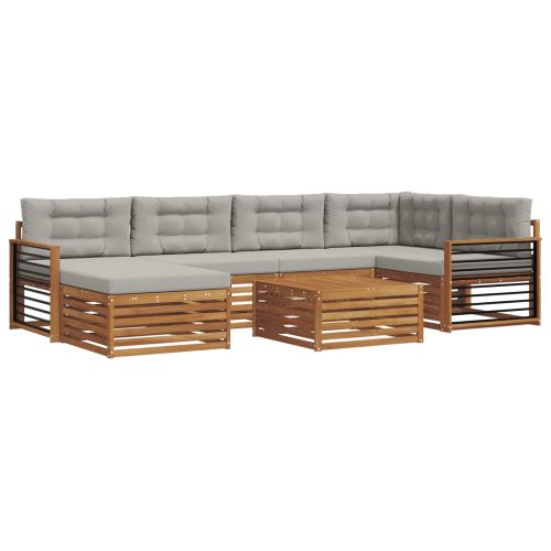 Комплект дивани за открито 7 pcs Естествено и светло сиво