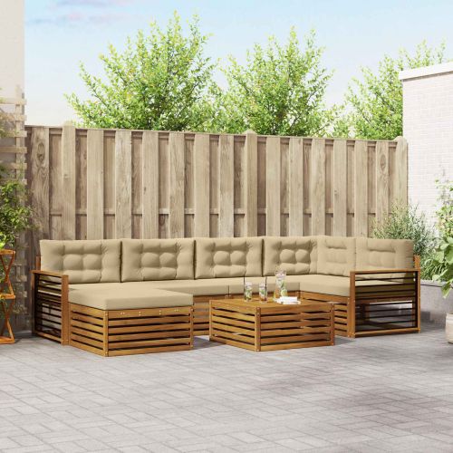Комплект дивани за открито 7 pcs Натурален и Бежов