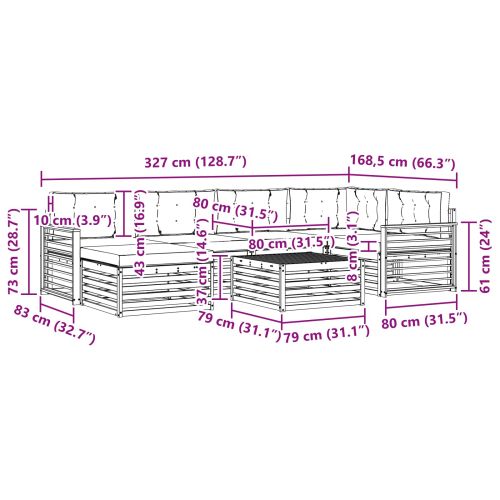 Комплект дивани за открито 7 pcs Натурален и Бежов