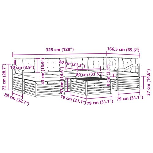 Комплект дивани за открито 7 pcs Натурален и Крема