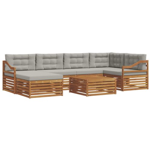 Комплект дивани за открито 7 pcs Естествено и светло сиво