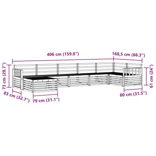 Комплект дивани за открито 7 pcs Естествен