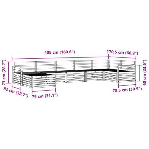 Комплект дивани за открито 7 pcs Естествен