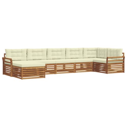 Комплекти дивани 7 pcs Натурален и Крема Солидно акациево дърво