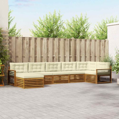 Комплекти дивани 7 pcs Натурален и Крема Солидно акациево дърво