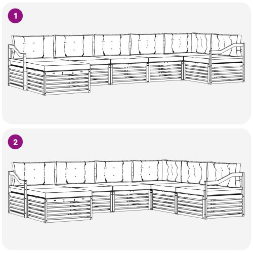 Комплекти дивани 7 pcs Натурален и Крема Солидно акациево дърво
