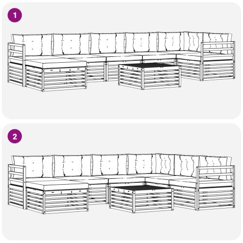 Комплекти дивани с възглавница 8 pcs Естествено и светло сиво
