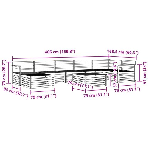 Комплект дивани за открито 8 pcs Естествен
