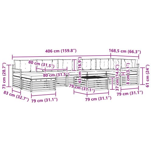 Комплект дивани за открито 8 pcs Натурален и Бежов