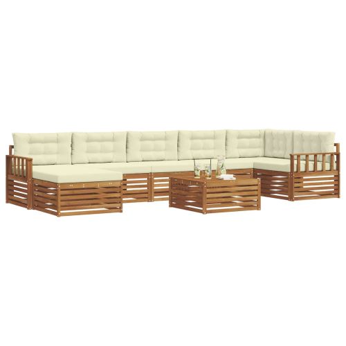 Комплект дивани за открито 8 pcs Натурален и Крема