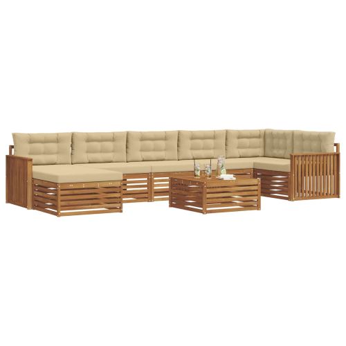 Комплект дивани за открито 8 pcs Натурален и Бежов