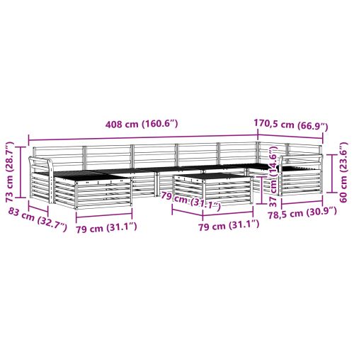 Комплект дивани за открито 8 pcs Естествен
