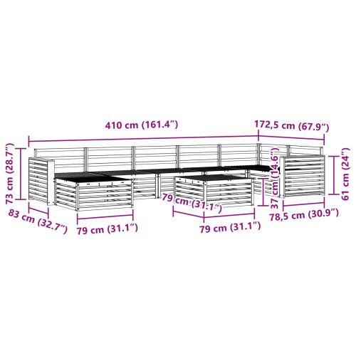 Комплект дивани за открито 8 pcs Естествен