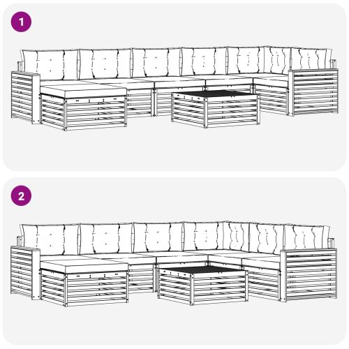 Комплекти дивани 8 pcs Натурален и Бежов Солидно акациево дърво