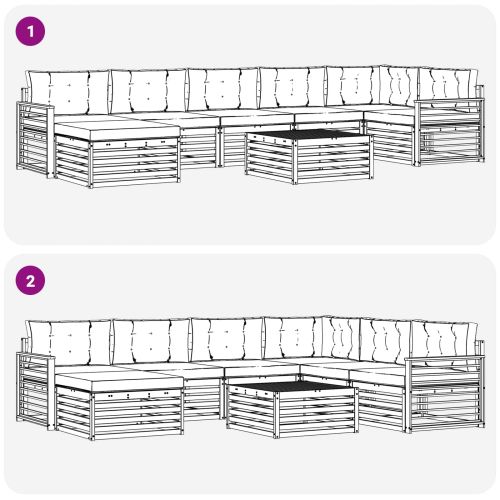 Комплекти дивани с възглавница 8 pcs Естествено и светло сиво