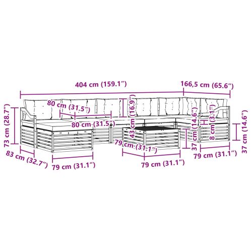 Комплекти дивани с възглавница 8 pcs Естествено и светло сиво