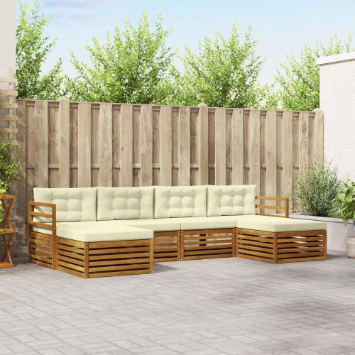 Комплекти дивани 6 pcs Натурален и Крема Солидно акациево дърво