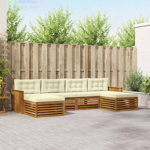 Комплекти дивани 6 pcs Натурален и Крема Солидно акациево дърво