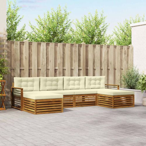 Комплекти дивани 6 pcs Натурален и Крема Солидно акациево дърво