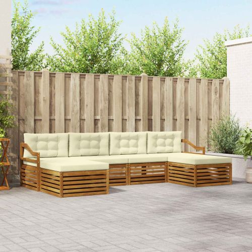 Комплекти дивани 6 pcs Натурален и Крема Солидно акациево дърво