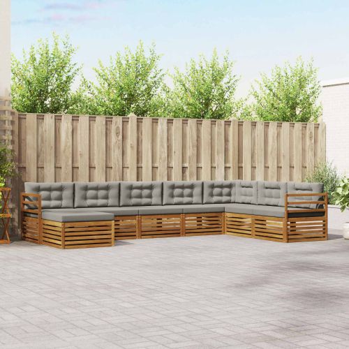 Комплекти дивани с възглавница 8 pcs Естествено и светло сиво