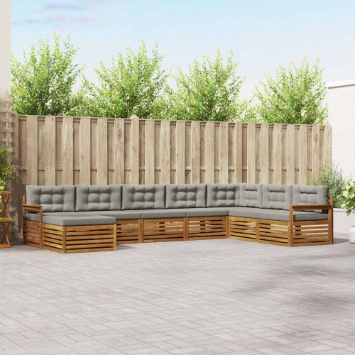 Комплекти дивани с възглавница 8 pcs Естествено и светло сиво