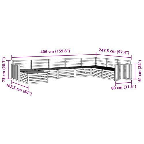 Комплект дивани за открито 8 pcs Естествен