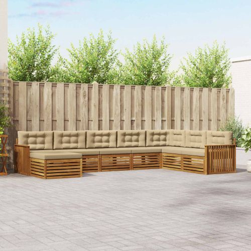 Комплекти дивани 8 pcs Натурален и Бежов Солидно акациево дърво