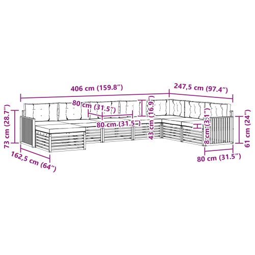 Комплект дивани за открито 8 pcs Натурален и Бежов
