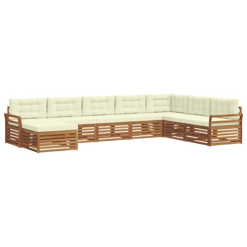 Комплекти дивани 8 pcs Натурален и Крема Солидно акациево дърво