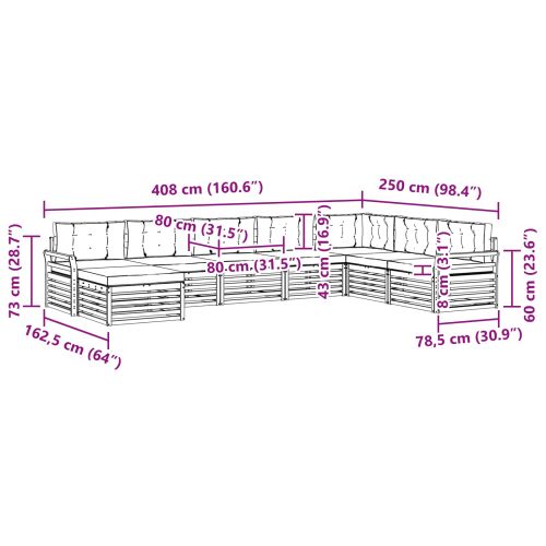 Комплект дивани за открито 8 pcs Натурален и Бежов