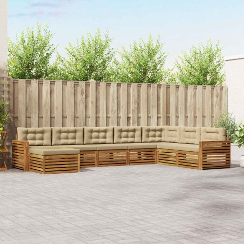 Комплекти дивани 8 pcs Натурален и Бежов Солидно акациево дърво