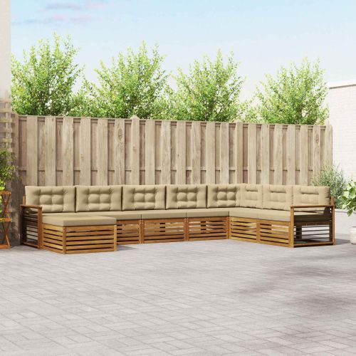 Комплекти дивани 8 pcs Натурален и Бежов Солидно акациево дърво