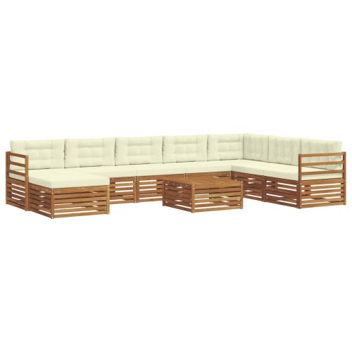 Комплекти дивани 9 pcs Натурален и Крема Солидно акациево дърво