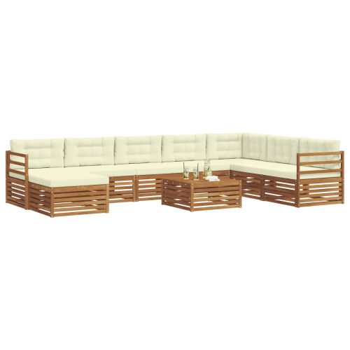 Комплекти дивани 9 pcs Натурален и Крема Солидно акациево дърво