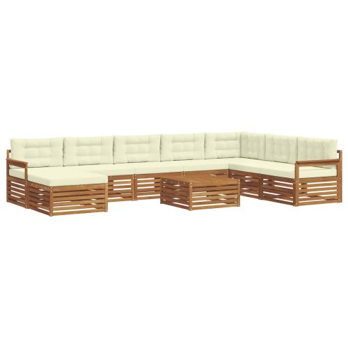Комплекти дивани 9 pcs Натурален и Крема Солидно акациево дърво