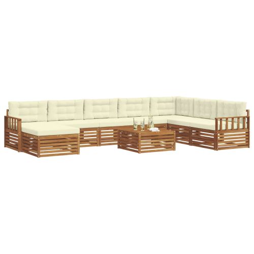 Комплекти дивани 9 pcs Натурален и Крема Солидно акациево дърво