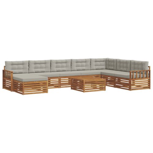 Комплекти дивани с възглавница 9 pcs Естествено и светло сиво